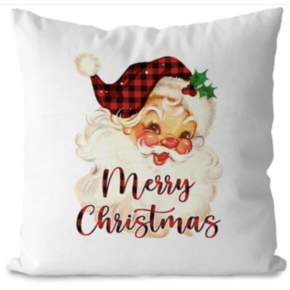 Merry Christmas 18x18 Vintage Christmas Santa Pillow Covers - NIP - Picture 4 of 8